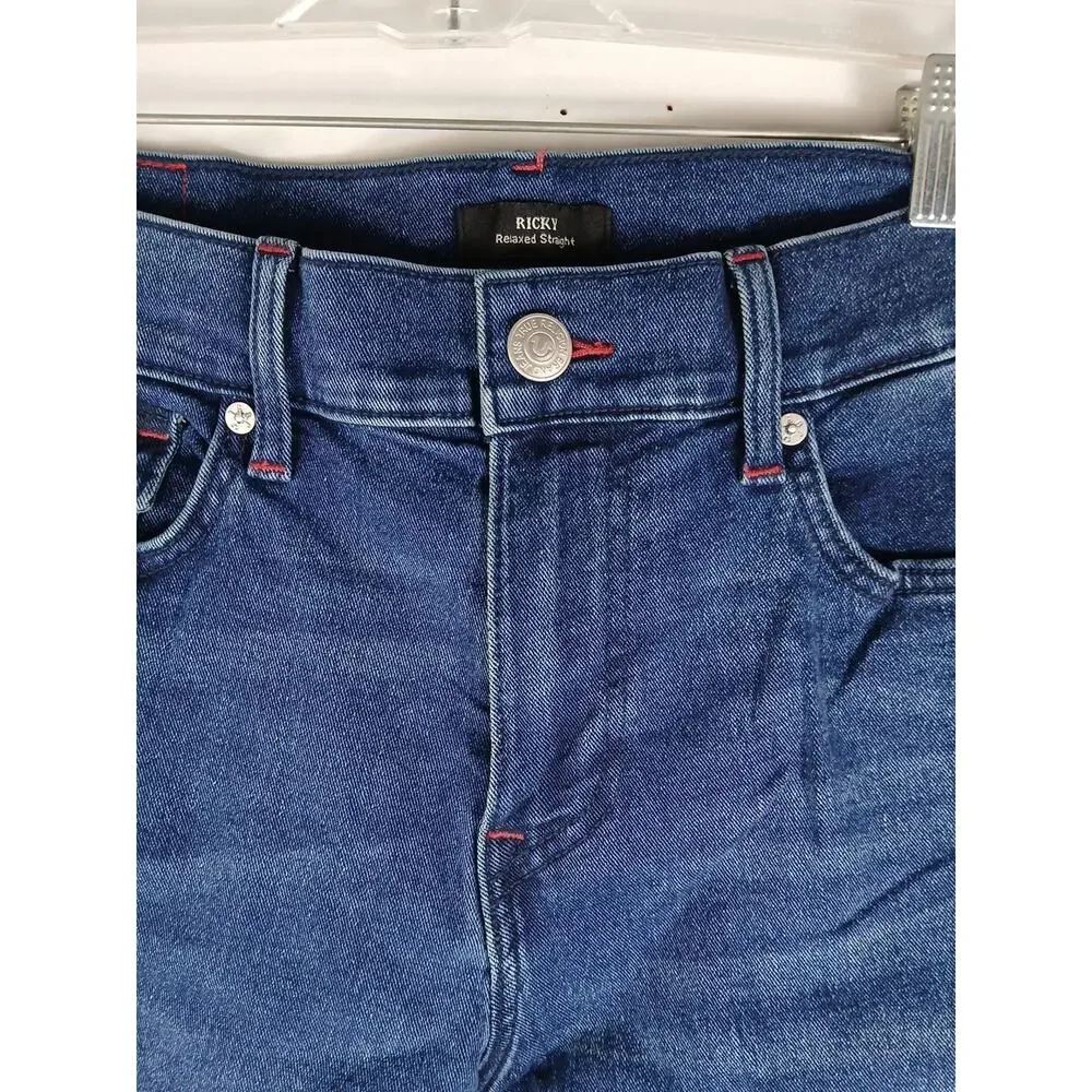 True Religion Blue Jeans Ricky SN Flap Straight Men's US Size 34 New With Tags